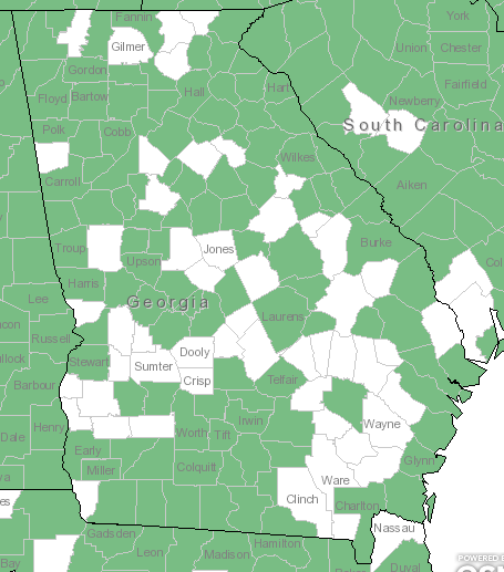 The Georgia range of Asplenium platyneuron